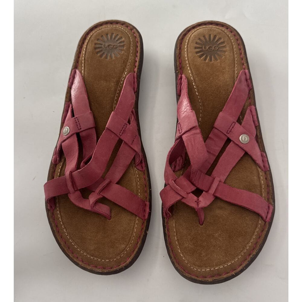 UGG Lanni Sandals Womens Size 10 Shoes Pink EUC Strappy Flip Flop - Picture 2 of 11